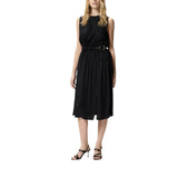 Abito donna midi smanicato in jacquard floreale con cintura