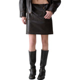 Minigonna donna in tessuto spalmato con tasche