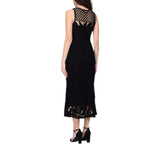 Abito donna midi senza maniche in crochet geometrico