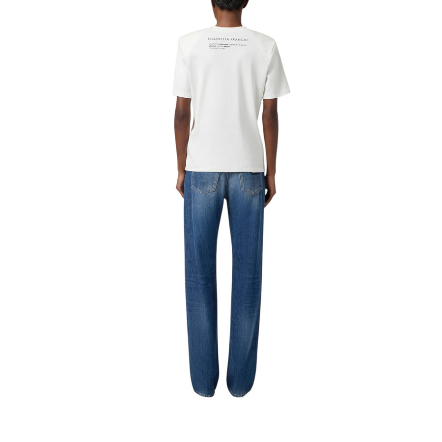 Jeans donna a palazzo con dettagli logo