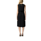 Abito donna midi smanicato in jacquard floreale con cintura