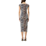 Abito donna midi a tubino con stampa animalier