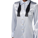 Camicia donna in raso di seta con papillon