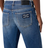 Jeans donna a palazzo con dettagli logo