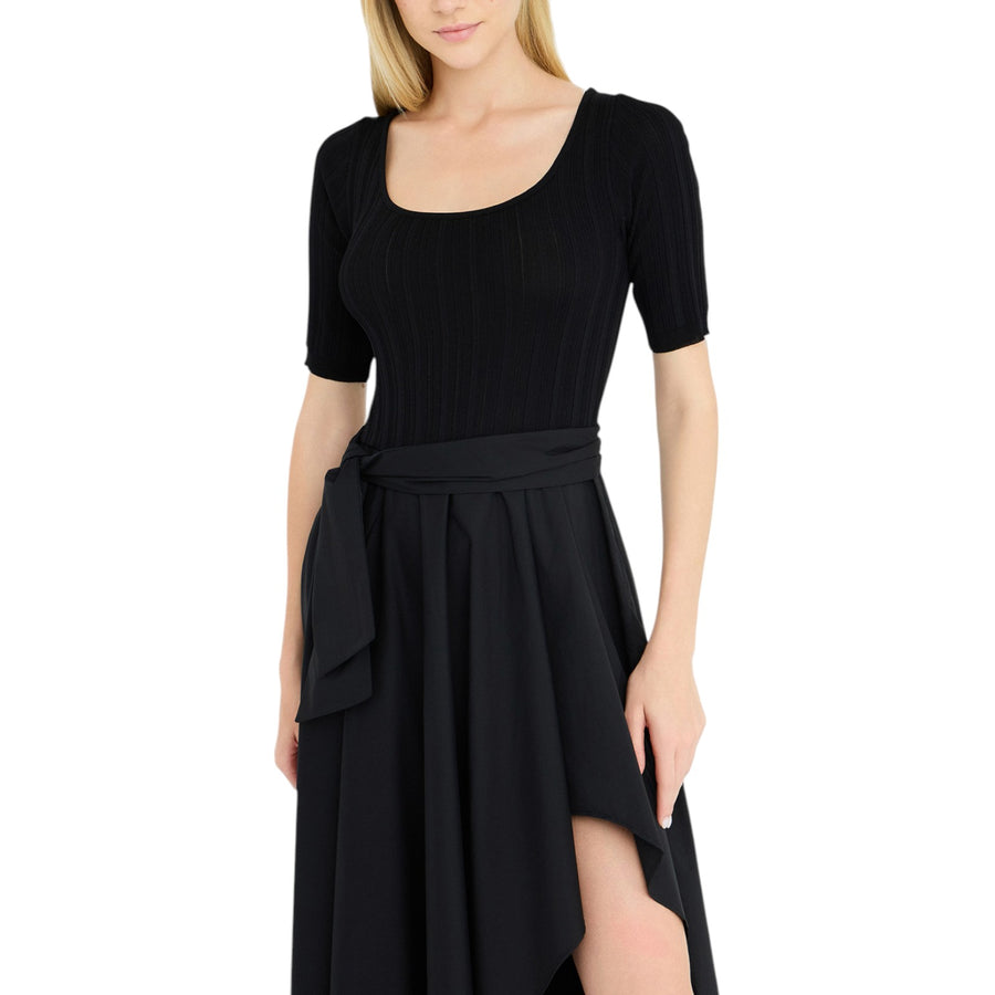 Abito donna lungo in maglia e popeline