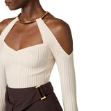 Top donna in maglia con dettaglio gioiello