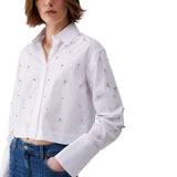 Camicia donna boxy con ricami gioiello