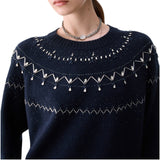 Maglia donna in lana con ricami gioiello