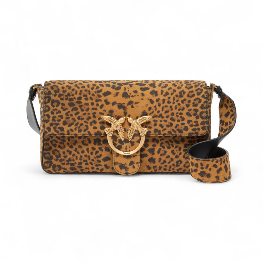 Borsa donna a spalla media Love Bag One Slouchy in suede leopardato