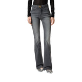 Jeans donna a zampa in denim grigio