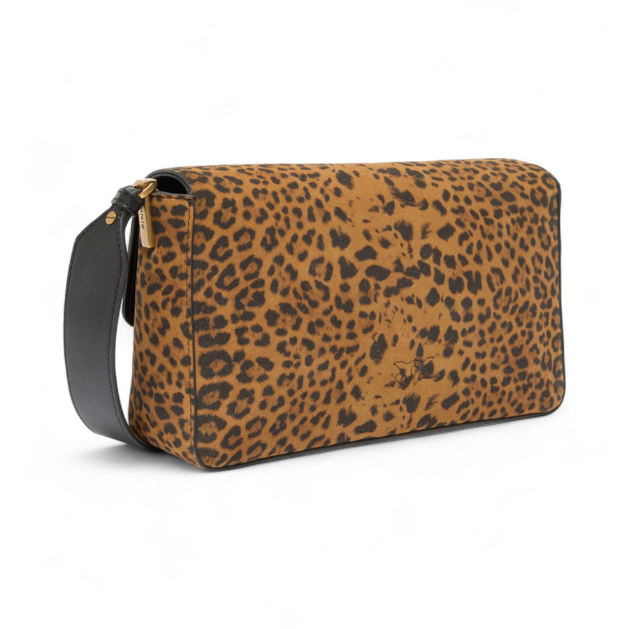 Borsa donna a spalla media Love Bag One Slouchy in suede leopardato