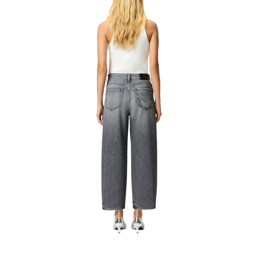 Jeans donna balloon in denim grigio
