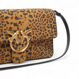 Borsa donna a spalla media Love Bag One Slouchy in suede leopardato