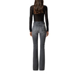 Jeans donna a zampa in denim grigio