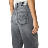 Jeans donna balloon in denim grigio