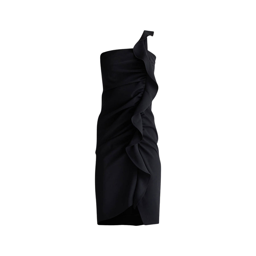 Abito donna nero elegante con rouches