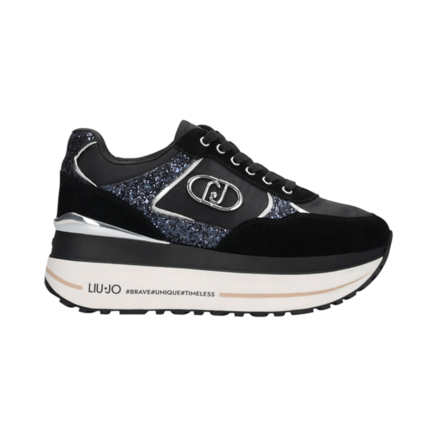 Sneakers donna super platform in glitter e nylon