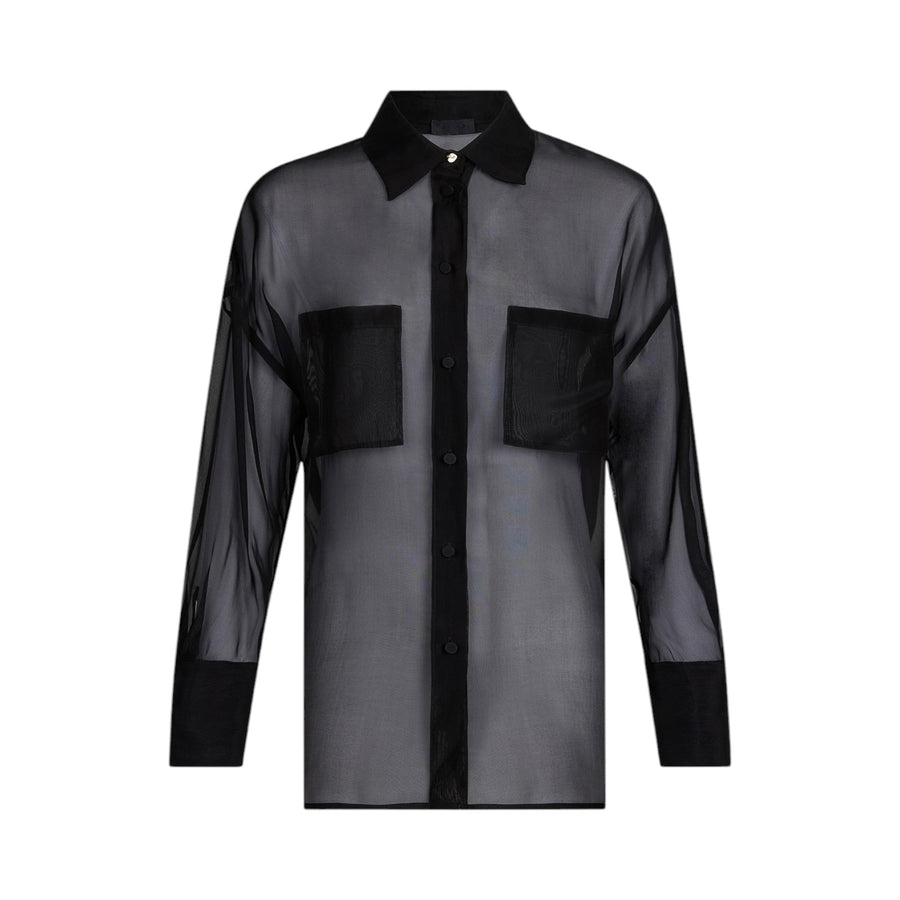 Camicia donna nera in organza