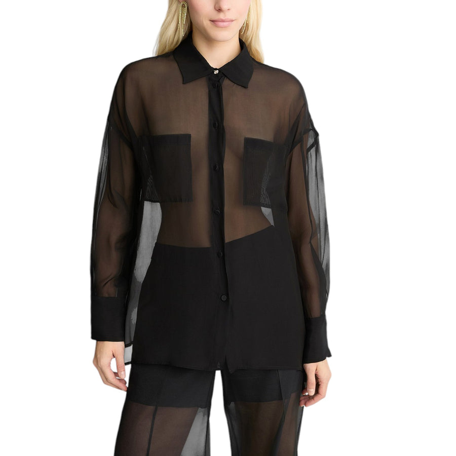 Camicia donna nera in organza