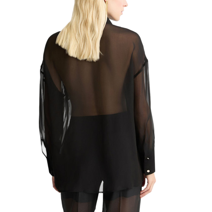 Camicia donna nera in organza