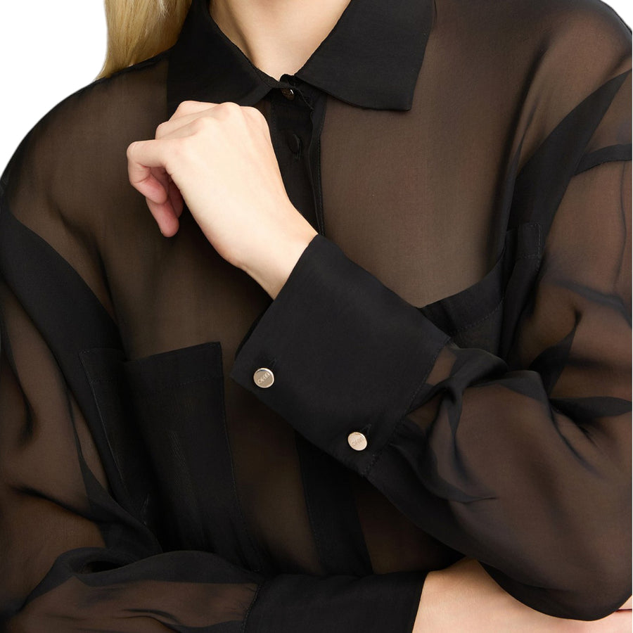 Camicia donna nera in organza