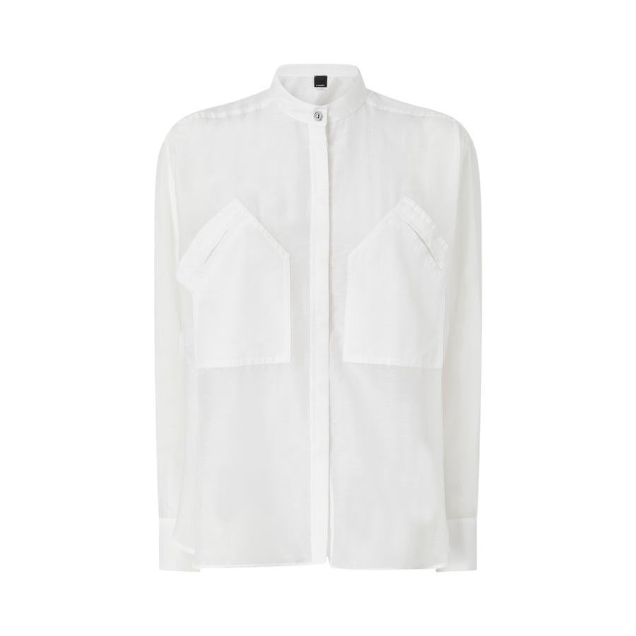 Camicia donna collo coreano in cotone e seta