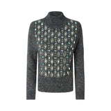 Maglia donna dolcevita mouliné con gioielli applicati