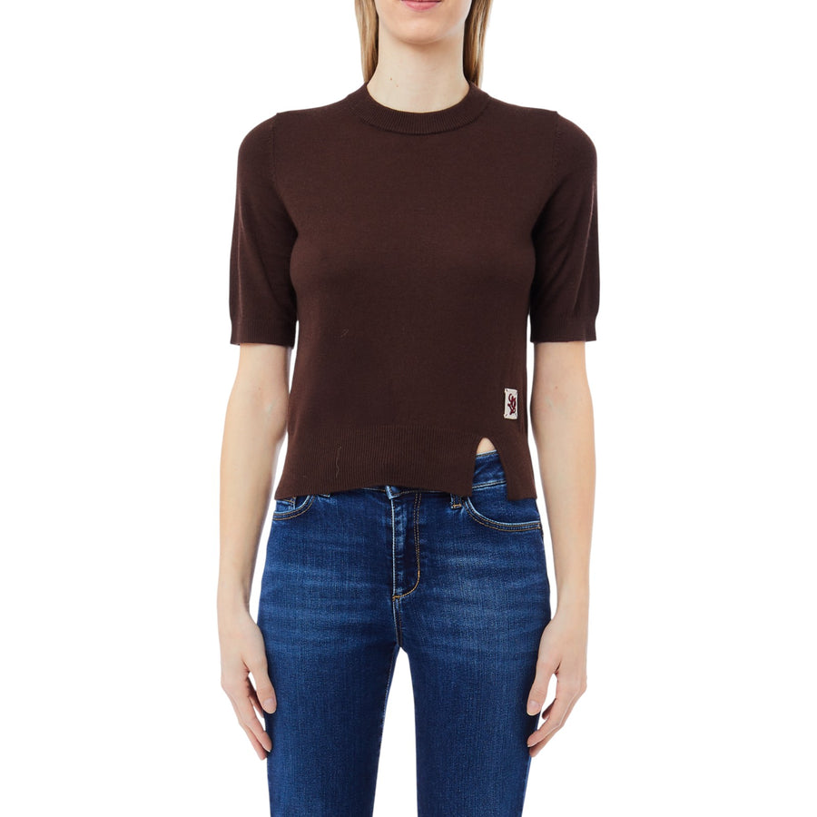 Maglia donna a maniche corte con spacco