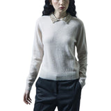 Maglia donna di lana con colletto ricamato