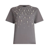 T-shirt donna con perle e strass