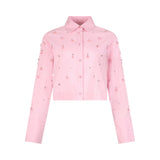 Camicia donna boxy con ricami gioiello