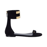 Sandali donna  donna  flat in suede con logo gioiello