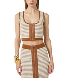 Top donna in ciniglia con punto waffle