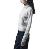 Maglia donna di lana con colletto ricamato