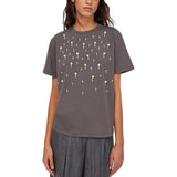T-shirt donna con perle e strass
