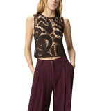Top donna smanicato crochet geometrico