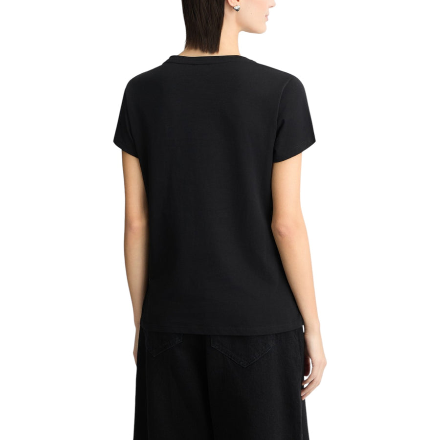 T-shirt donna con logo e strass