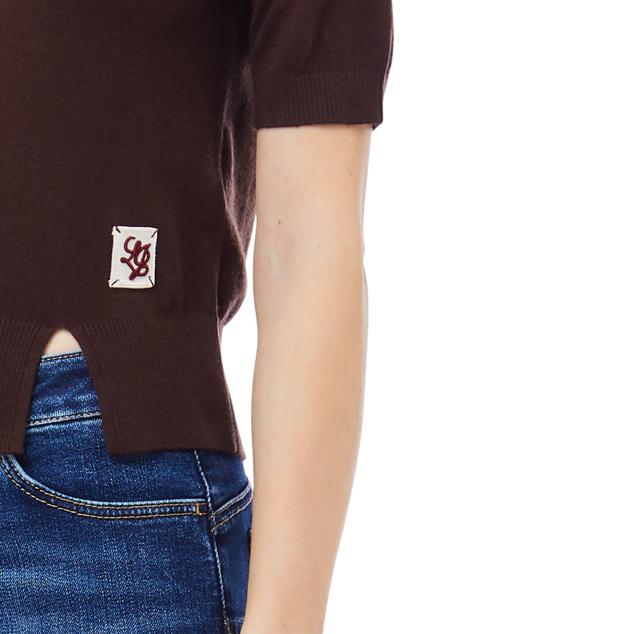 Maglia donna a maniche corte con spacco