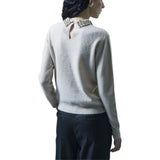 Maglia donna di lana con colletto ricamato