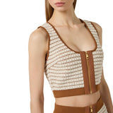 Top donna in ciniglia con punto waffle