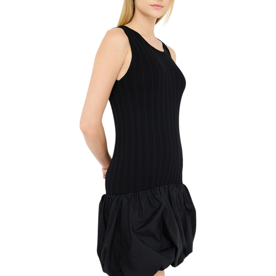 Abito donna corto in maglia e popeline