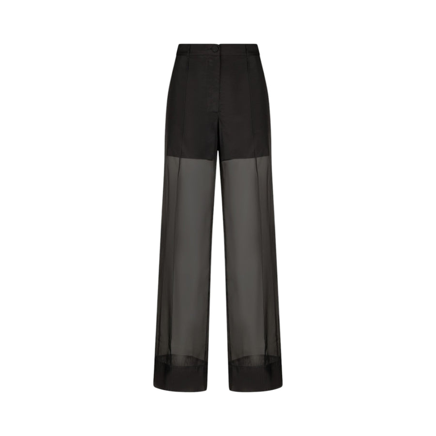 Pantaloni donna straight neri in organza