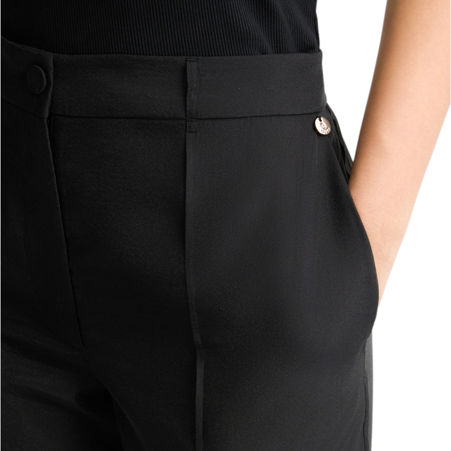 Pantaloni donna straight neri in organza