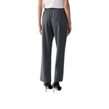 Pantaloni donna gessati con inserto in pizzo