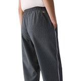 Pantaloni donna gessati con inserto in pizzo