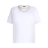 T-shirt donna con perle e strass