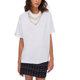 T-shirt donna con perle e strass