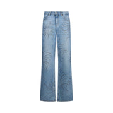 Jeans donna straight con strass
