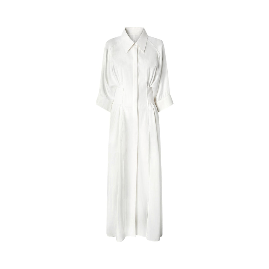Abito donna lungo a camicia in habotai e cotone