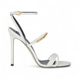 Sandali donna in pelle con dettaglio gioiello